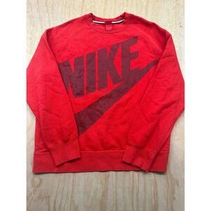 VTG Nike Mens XL Red Crewneck Sweatshirt‎ Big Logo Raglan Fleece Pullover Sports